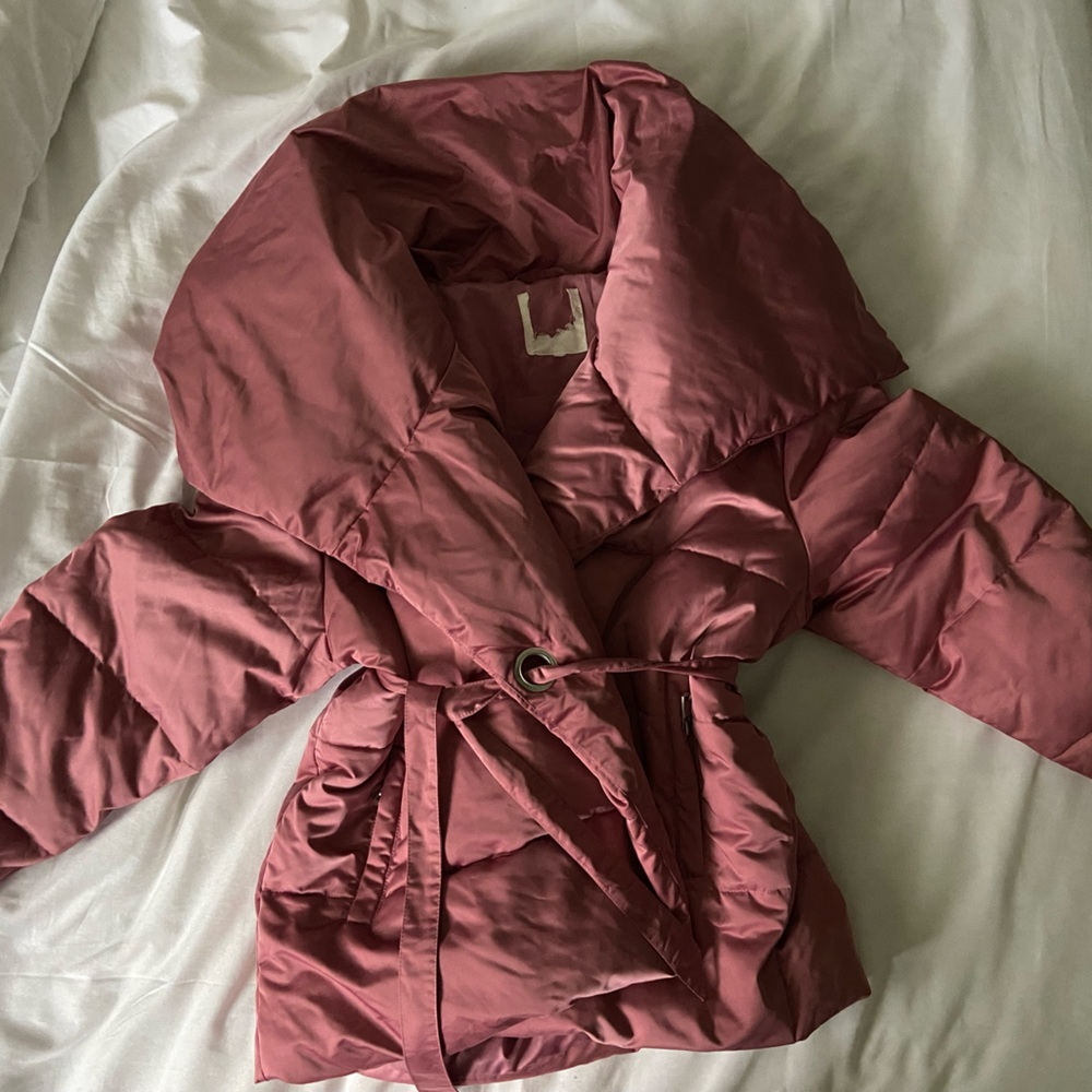 Puffer Pink Belted Jacket Coat extremely puffy